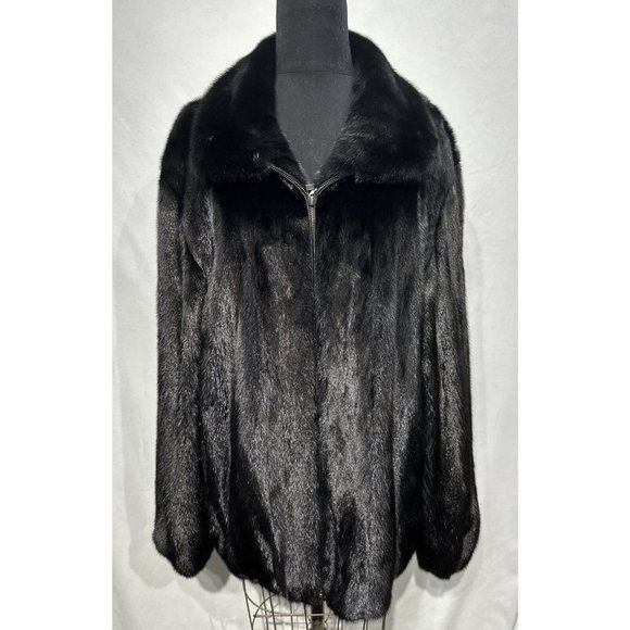 Dark ranch mink bomber jacket (81306) - Picture 1 of 3